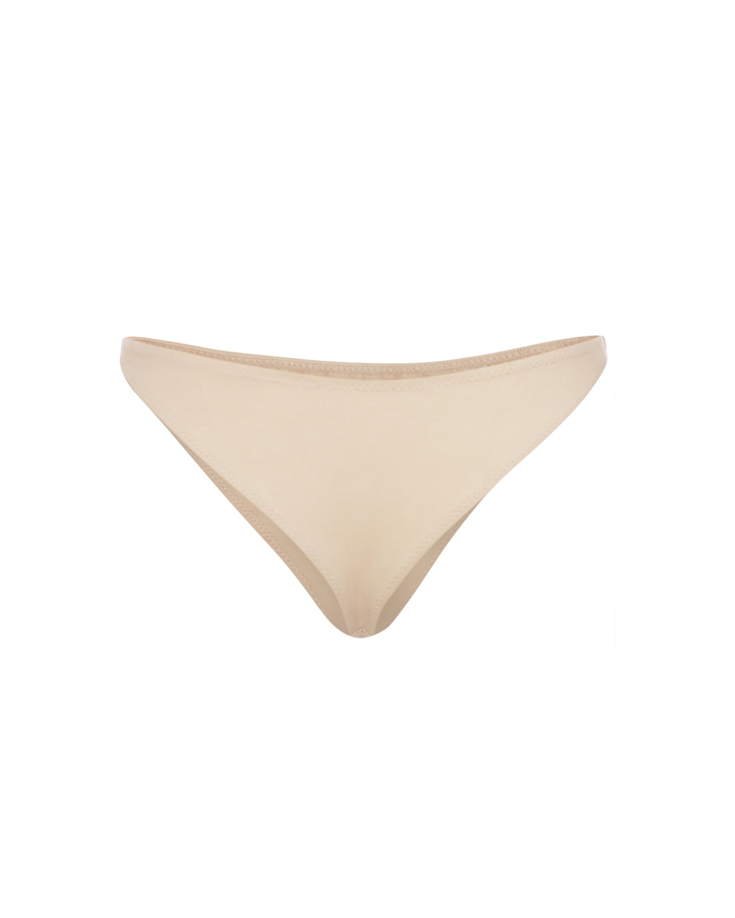 Cajsa Organic Cotton High-Waisted Thong in Beige, designed for a comfortable and stylish fit