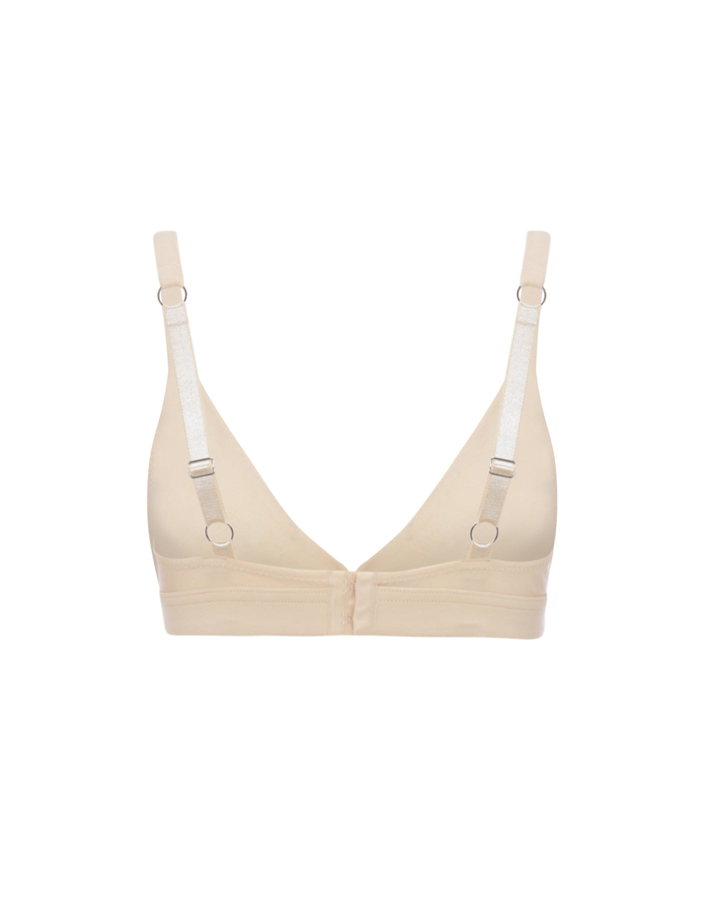 Cajsa Organic Cotton Triangle Bralette Top in Beige, featuring a soft, breathable design with piercing detail.