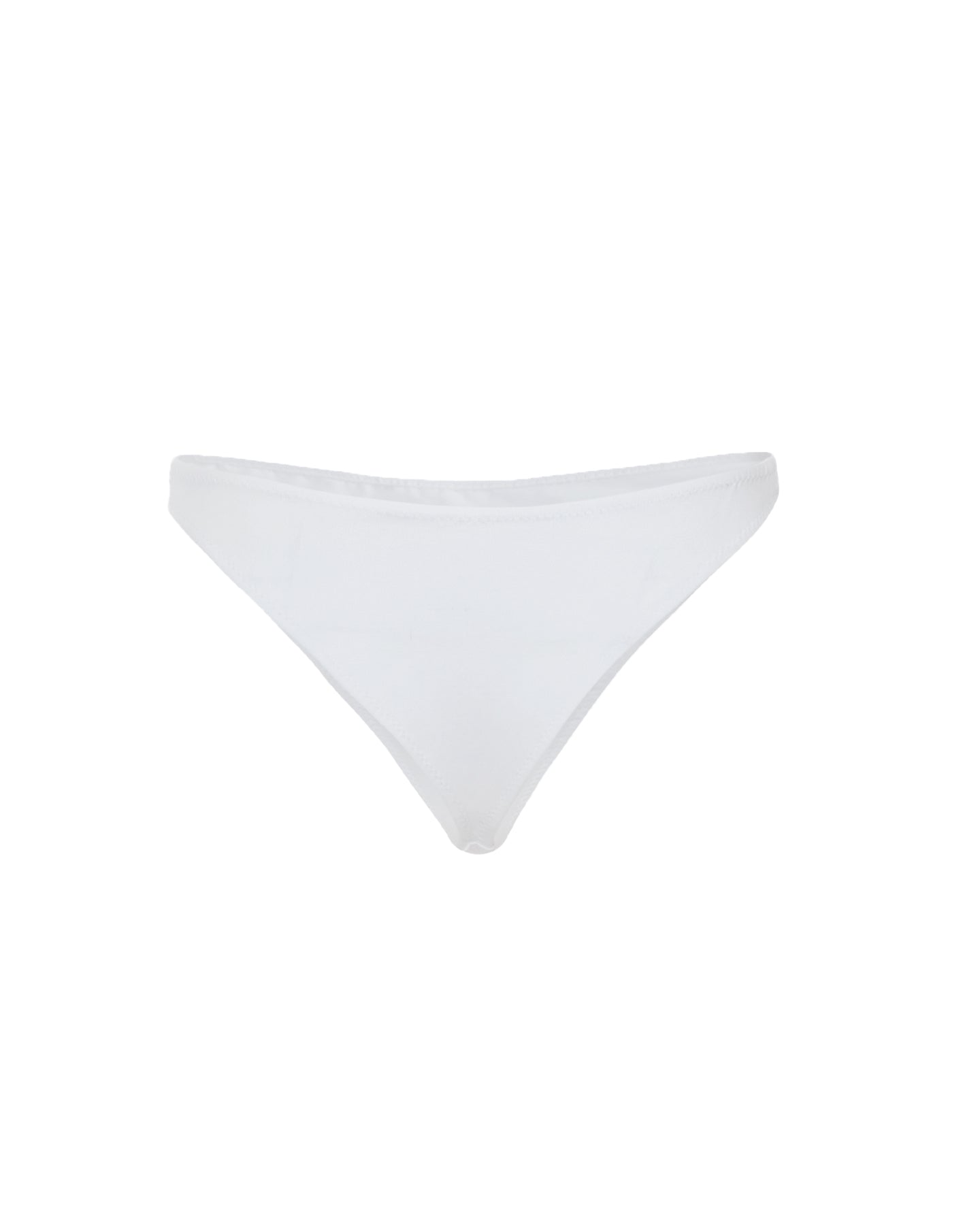 Issy Organic Cotton High-Waisted Thong in White, offering a comfortable and flattering fit