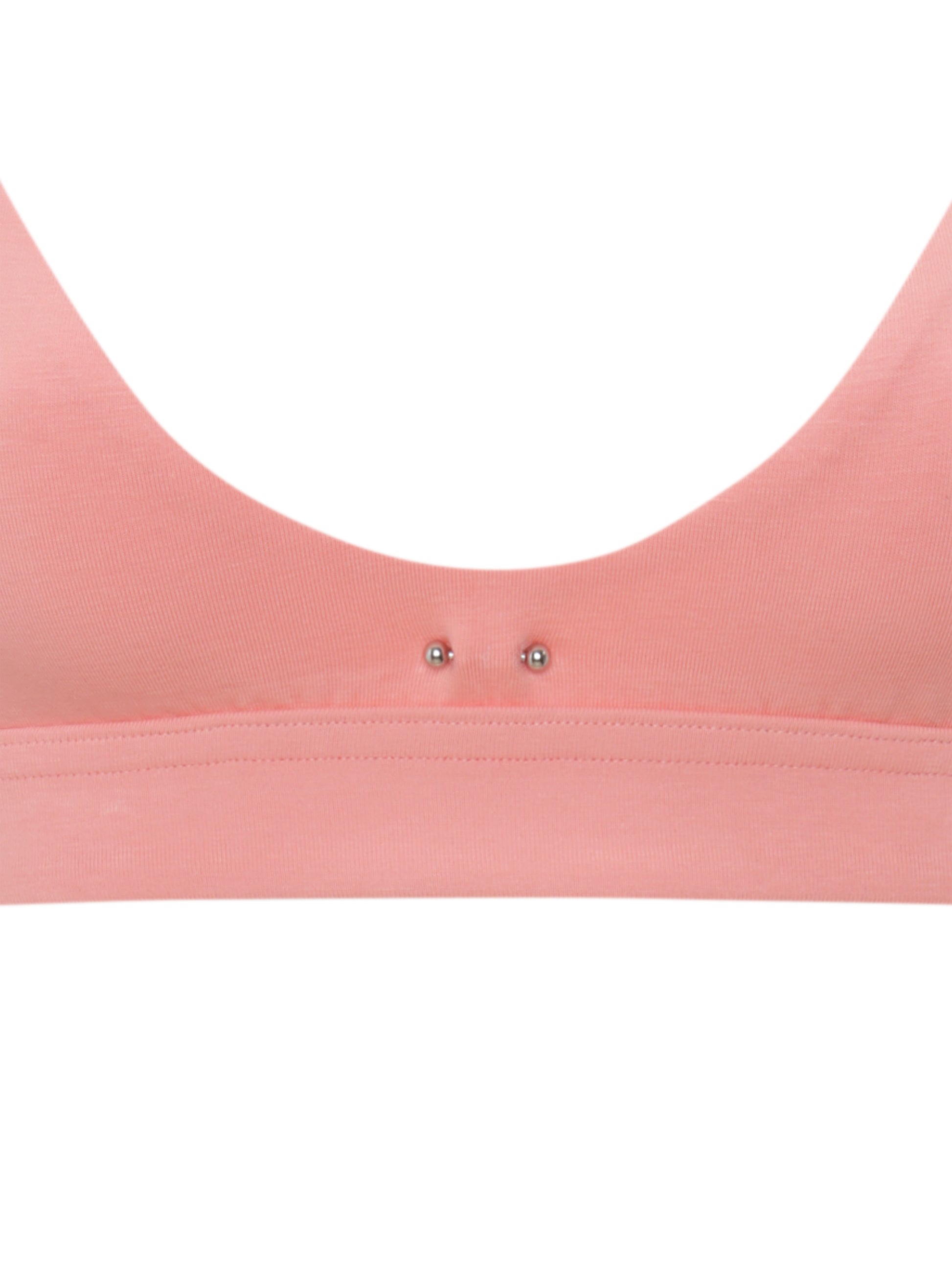 Njideka Sexy Cotton Lingerie Plunge Bra in Peach, featuring a deep plunge neckline and signature piercing detail.