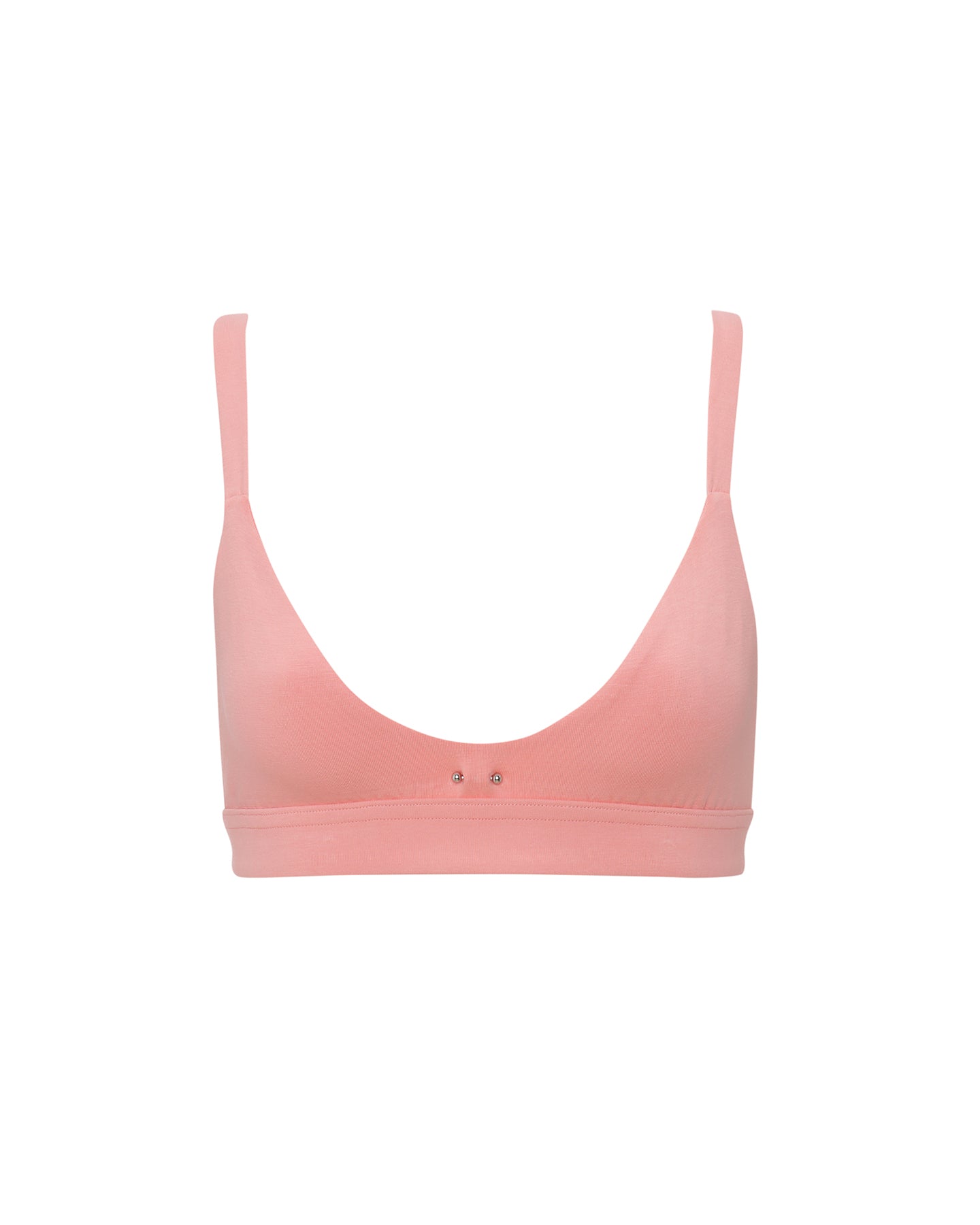 Njideka Sexy Cotton Lingerie Plunge Bra in Peach, featuring a deep plunge neckline and signature piercing detail.