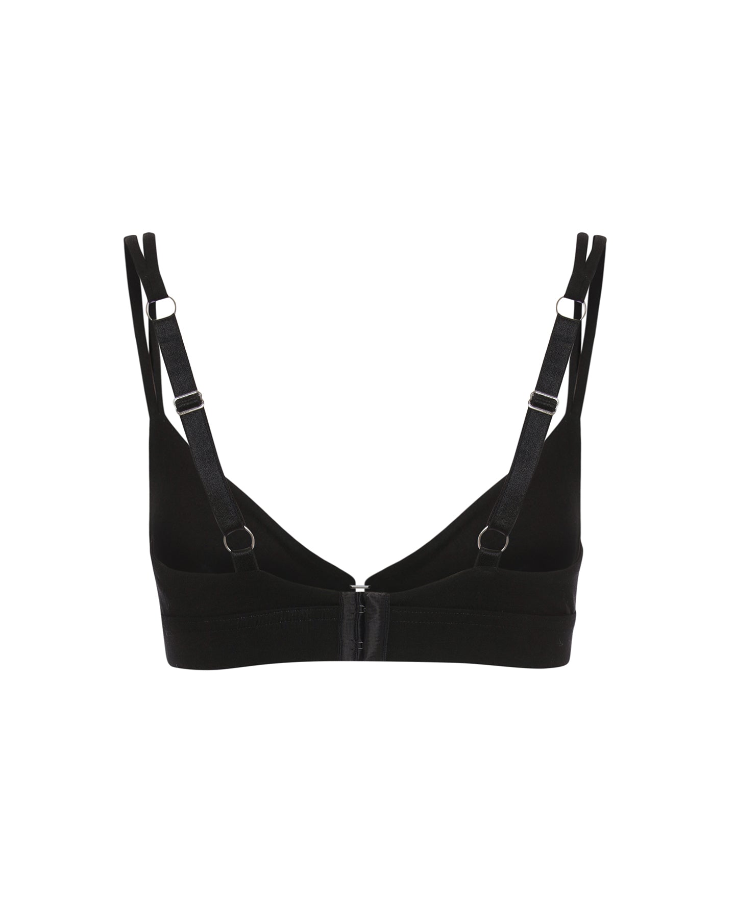 Pia Cotton Lingerie Black Bralette Bra, featuring a deep plunge and piercing detail for a stylish fit.