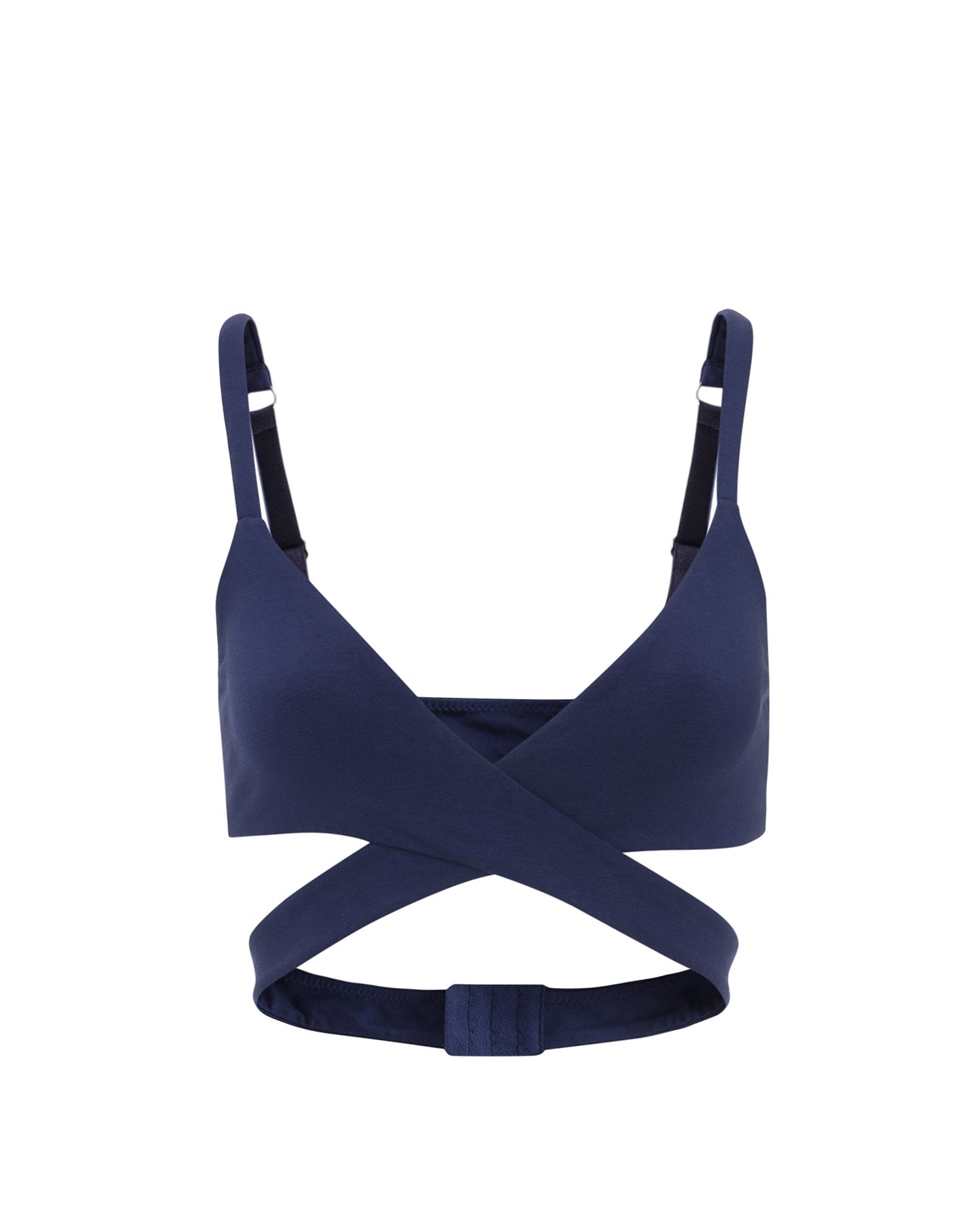 Mernet Navy Blue Organic Cotton Wireless Bra for Women, Criss-cross  Push-up Triangle Bra Top, Bras
