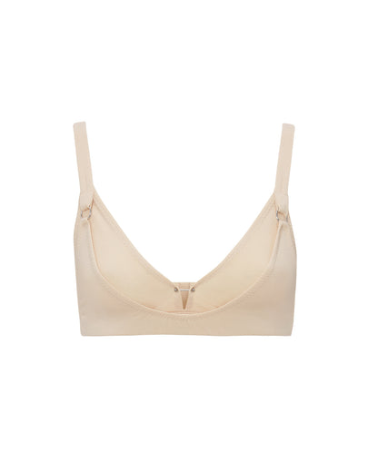 Nude organic cotton bra with piercing detail | sexy cotton lingerie | Triangle Bralette Top | Lyzawear
