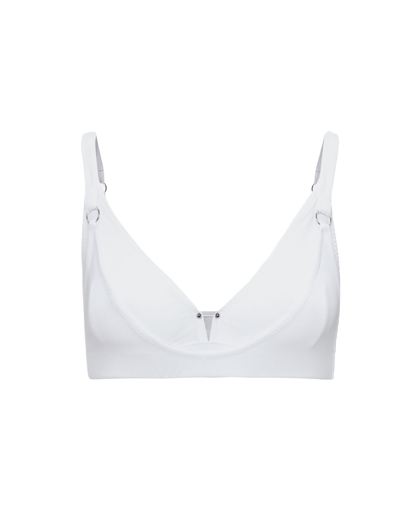 White organic cotton bra with piercing detail | sexy cotton lingerie | Triangle Bralette Top | Lyzawear