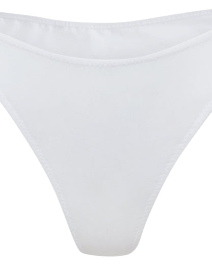 Issy White Organic Cotton High-Waisted Thong